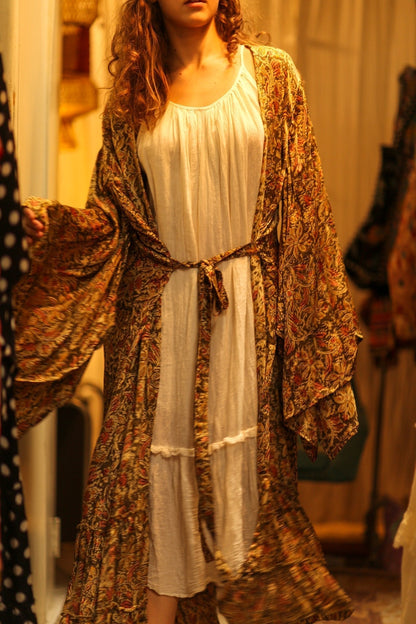 PINA SILK KIMONO GARDEN OLIVE GREEN - MOMO STUDIO BERLIN - Berlin Concept Store - sustainable & ethical fashion