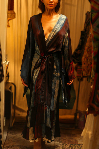 PINA SILK KIMONO RED AND BLUE STRIPE - MOMO STUDIO BERLIN - Berlin Concept Store - sustainable & ethical fashion