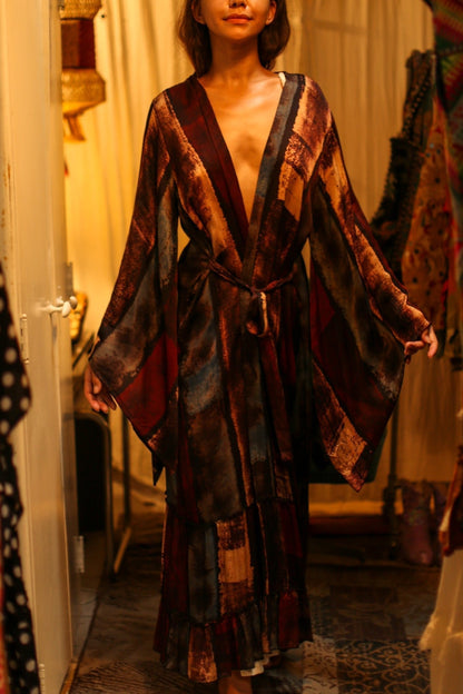 PINA SILK KIMONO RED AND BLUE STRIPE - MOMO STUDIO BERLIN - Berlin Concept Store - sustainable & ethical fashion