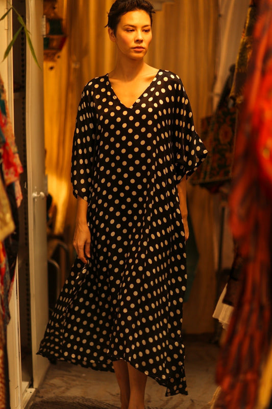 POLKA DOT SILK KAFTAN LUYA - MOMO STUDIO BERLIN - Berlin Concept Store - sustainable & ethical fashion