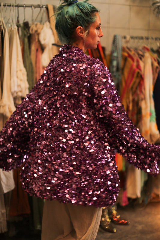 PURPLE SEQUIN EMBROIDERED KIMONO - MOMO STUDIO BERLIN - Berlin Concept Store - sustainable & ethical fashion
