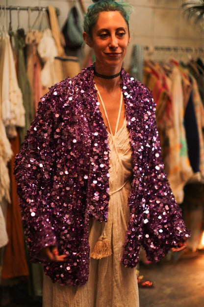 PURPLE SEQUIN EMBROIDERED KIMONO - MOMO STUDIO BERLIN - Berlin Concept Store - sustainable & ethical fashion