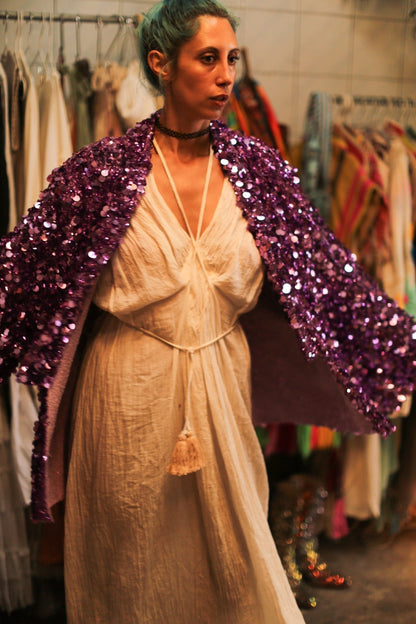 PURPLE SEQUIN EMBROIDERED KIMONO - MOMO STUDIO BERLIN - Berlin Concept Store - sustainable & ethical fashion