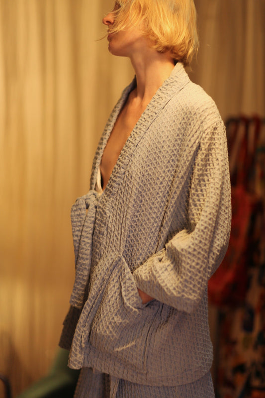 RONNIE PATTERNED SOFT DENIM SHORT KIMONO - MOMO STUDIO BERLIN - Berlin Concept Store - sustainable & ethical fashion
