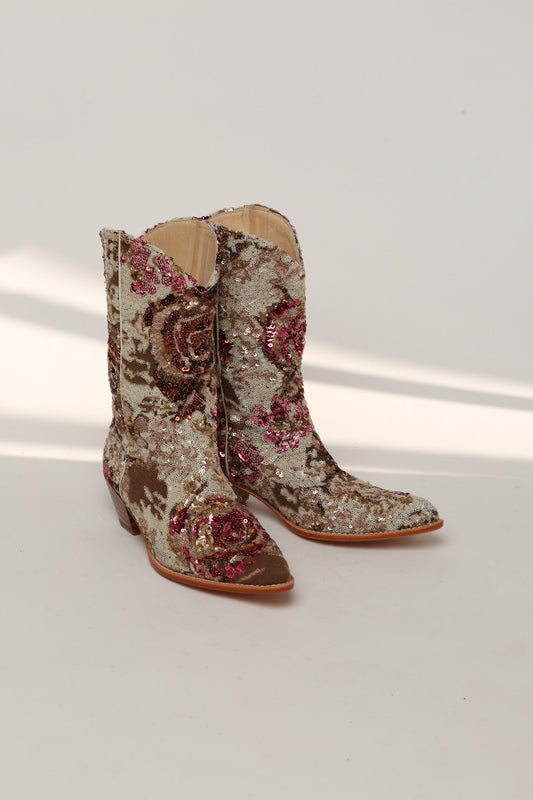 ROSIE SEQUINS EMBROIDERED COWBOY BOOTS - MOMO STUDIO BERLIN - Berlin Concept Store - sustainable & ethical fashion