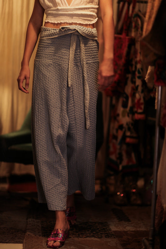 SAMIA PATTERNED SOFT DENIM FISHERMAN TROUSERS - MOMO STUDIO BERLIN - Berlin Concept Store - sustainable & ethical fashion