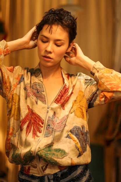 SILK BLOCK PRINT BOMBER JACKET ANCHA PRESSED FLOWERS - MOMO STUDIO BERLIN - Berlin Concept Store - sustainable & ethical fashion