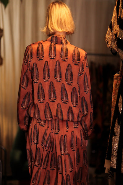 SILK BOMBER JACKET ANCHA BROWN LEAFES - MOMO STUDIO BERLIN - Berlin Concept Store - sustainable & ethical fashion