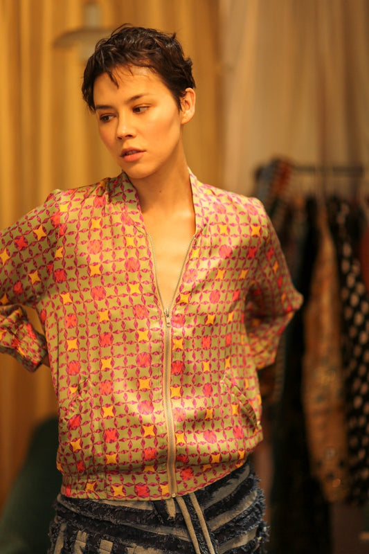SILK BOMBER JACKET ANCHA GEOMETRIC - MOMO STUDIO BERLIN - Berlin Concept Store - sustainable & ethical fashion
