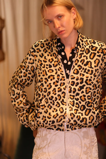 SILK BOMBER JACKET ANCHA LEO PRINT - MOMO STUDIO BERLIN - Berlin Concept Store - sustainable & ethical fashion