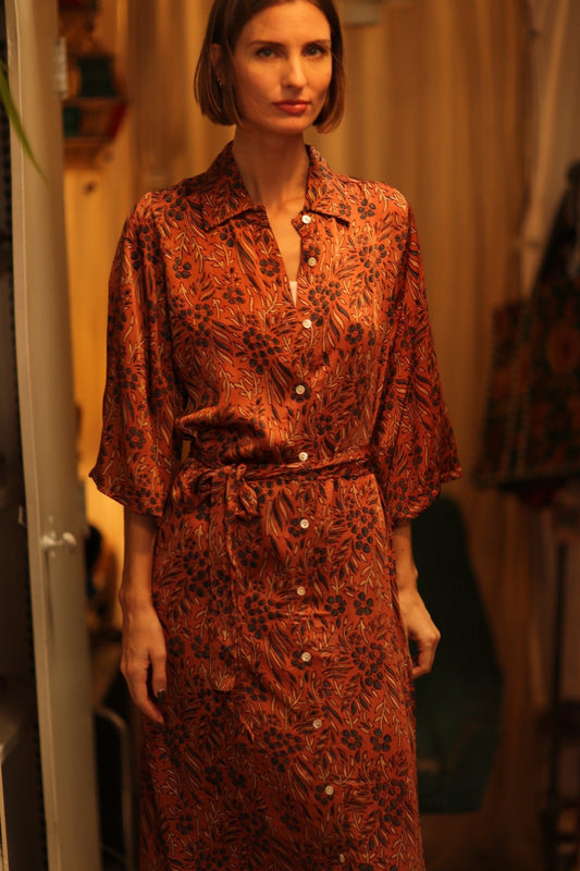 SILK DRESS FATOU HAND BLOCK PRINT - MOMO STUDIO BERLIN - Berlin Concept Store - sustainable & ethical fashion