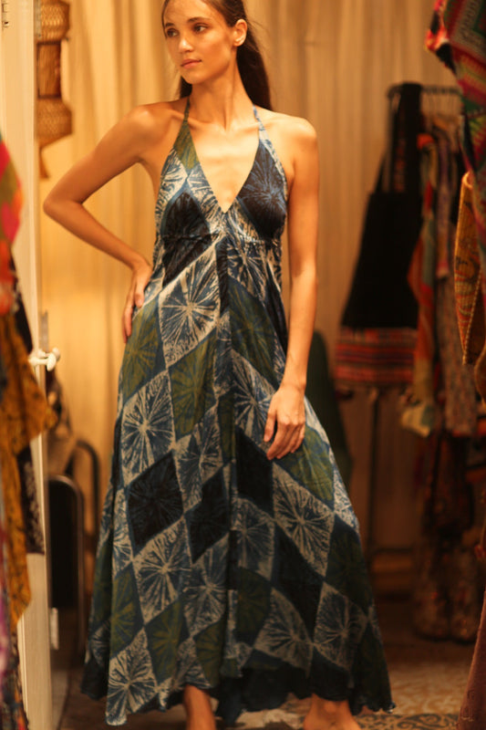 SILK DRESS HANNAH BLUE PAINTER EDIT - MOMO STUDIO BERLIN - Berlin Concept Store - sustainable & ethical fashion