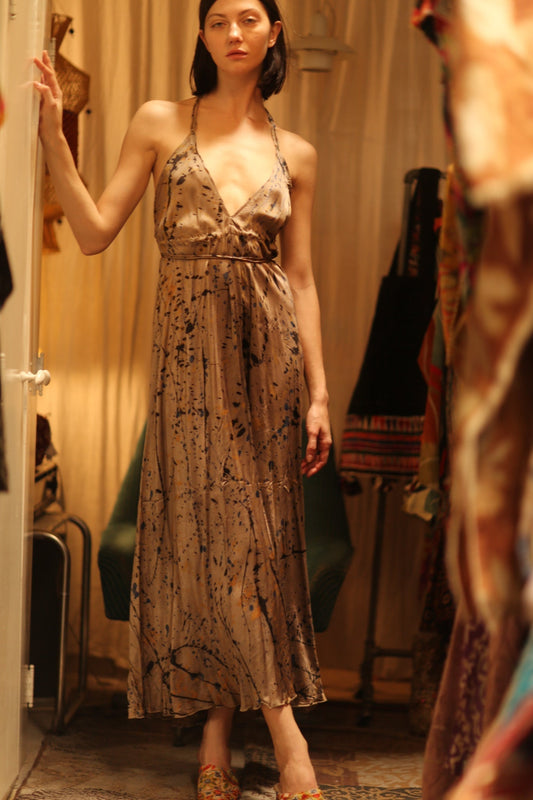 SILK DRESS HANNAH GREY PAINTER EDIT - MOMO STUDIO BERLIN - Berlin Concept Store - sustainable & ethical fashion