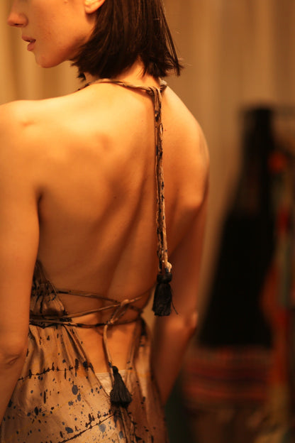 SILK DRESS HANNAH GREY PAINTER EDIT - MOMO STUDIO BERLIN - Berlin Concept Store - sustainable & ethical fashion