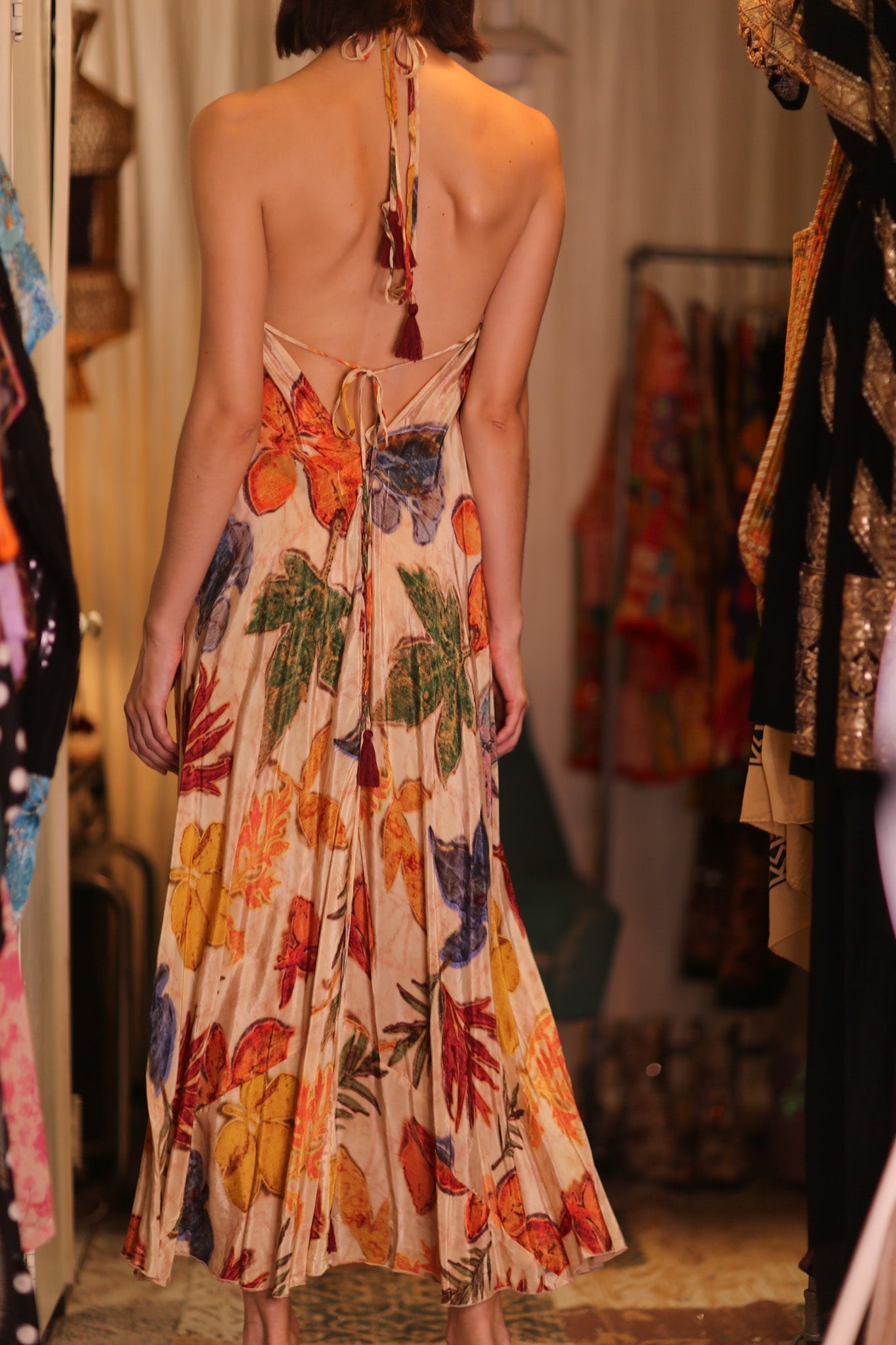 SILK DRESS HANNAH LEAF PRINT - MOMO STUDIO BERLIN - Berlin Concept Store - sustainable & ethical fashion