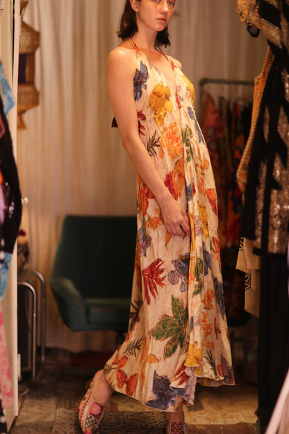 SILK DRESS HANNAH LEAF PRINT - MOMO STUDIO BERLIN - Berlin Concept Store - sustainable & ethical fashion
