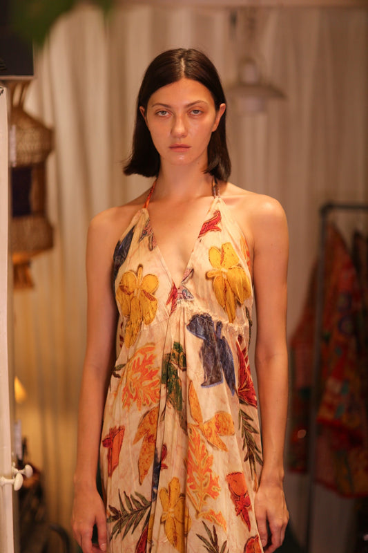 SILK DRESS HANNAH LEAF PRINT - MOMO STUDIO BERLIN - Berlin Concept Store - sustainable & ethical fashion