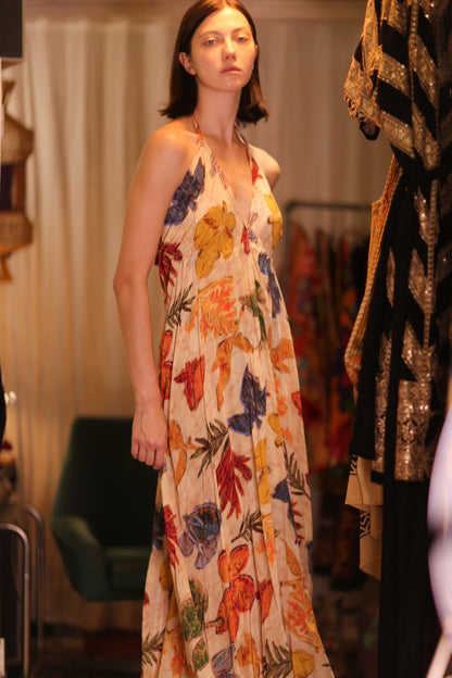 SILK DRESS HANNAH LEAF PRINT - MOMO STUDIO BERLIN - Berlin Concept Store - sustainable & ethical fashion
