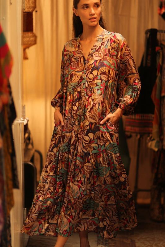 SILK DRESS SUSIE BROWN JUNGLE FEVER - MOMO STUDIO BERLIN - Berlin Concept Store - sustainable & ethical fashion