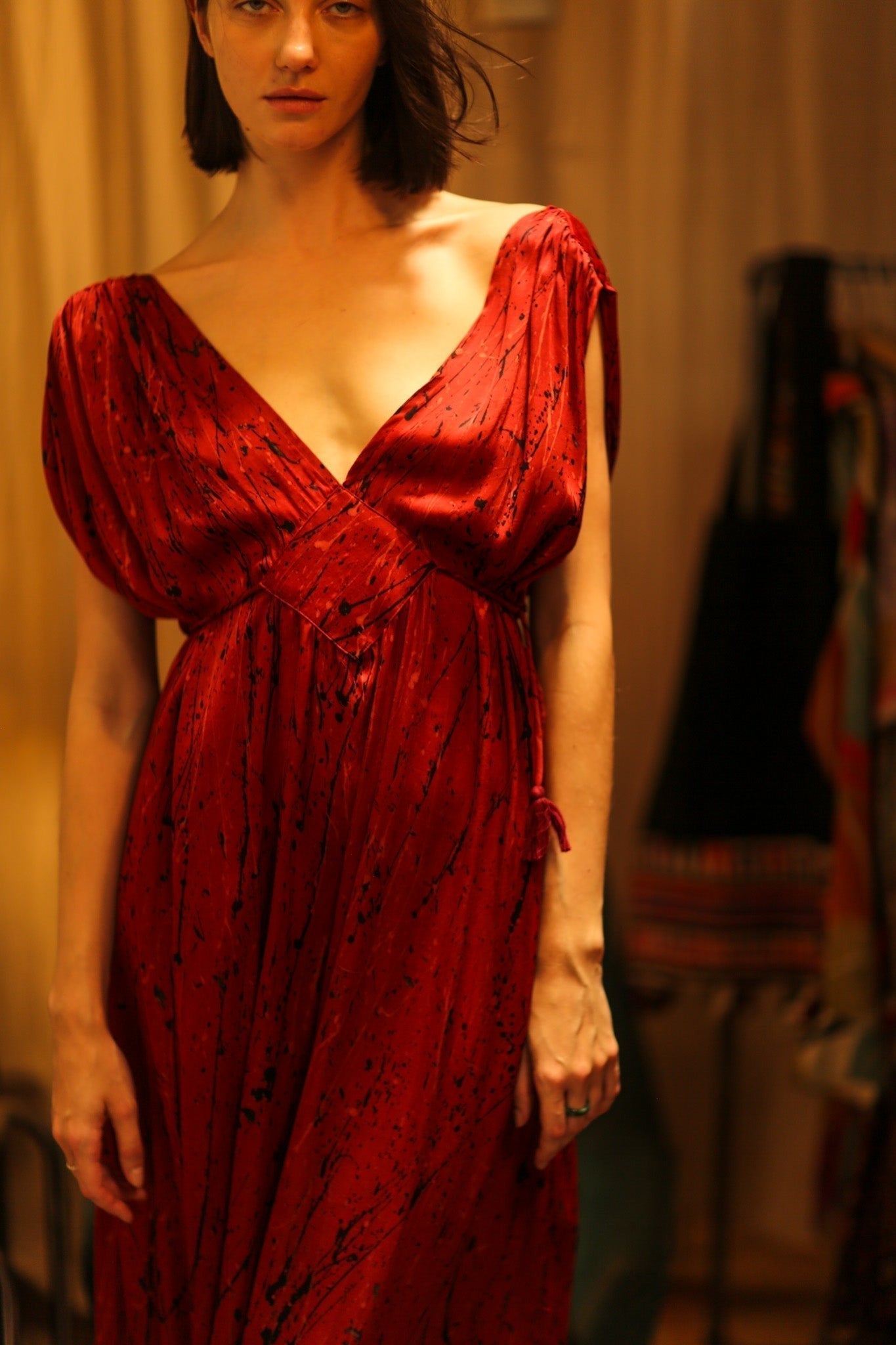 SILK DRESS VICTORIA RED PAINTER - MOMO STUDIO BERLIN - Berlin Concept Store - sustainable & ethical fashion