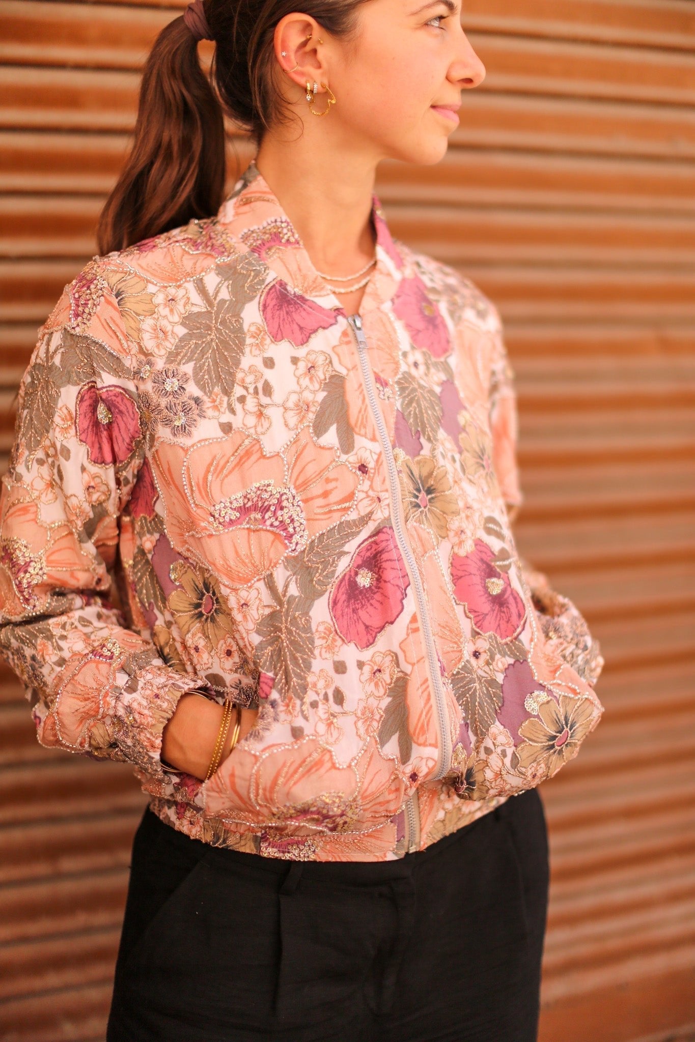 SILK EMBROIDERED BOMBER JACKET LAURA - MOMO STUDIO BERLIN - Berlin Concept Store - sustainable & ethical fashion