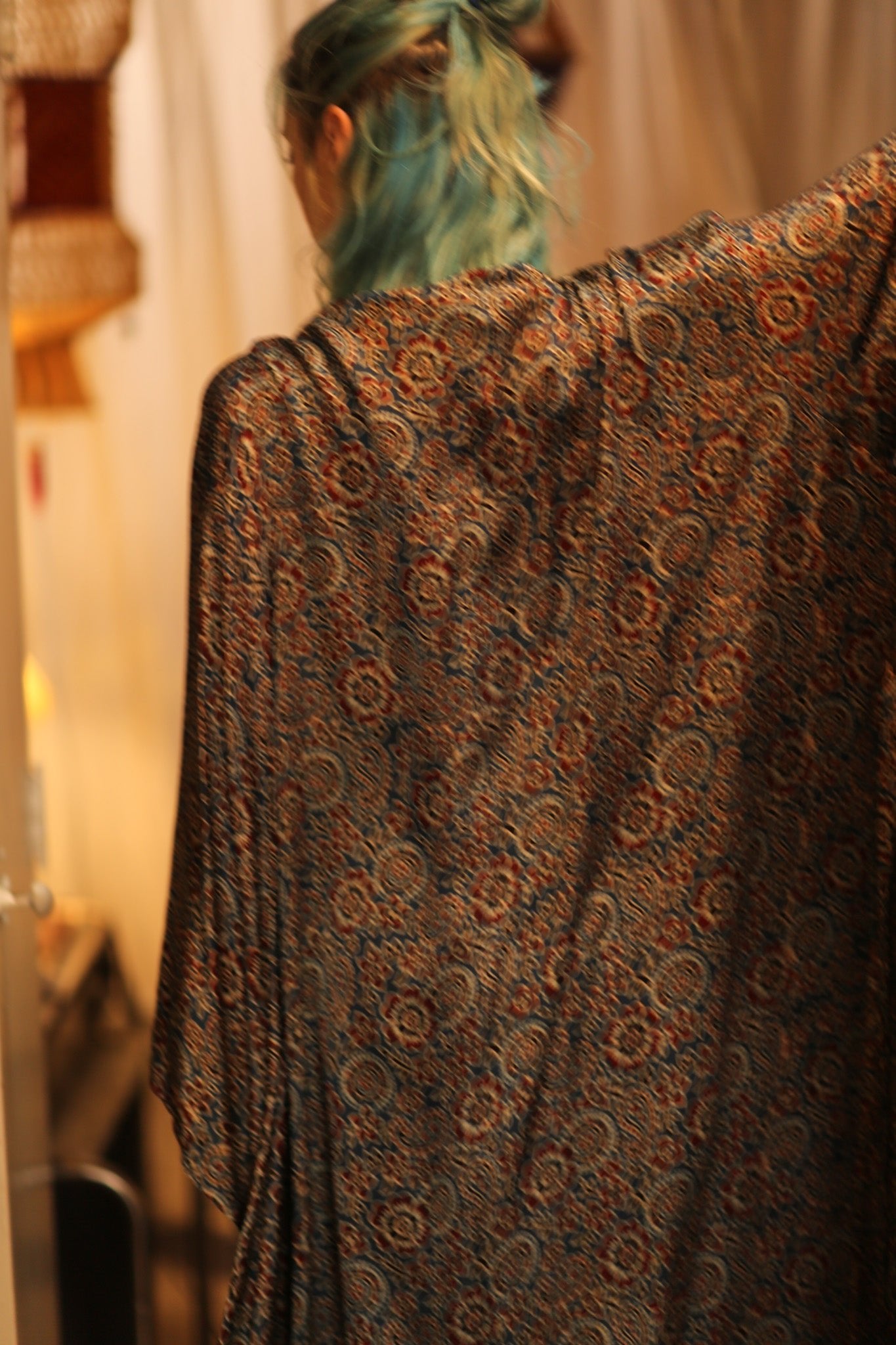 SILK HAND BLOCK PRINT KIMONO PINA BLUE LAGOOON - MOMO STUDIO BERLIN - Berlin Concept Store - sustainable & ethical fashion