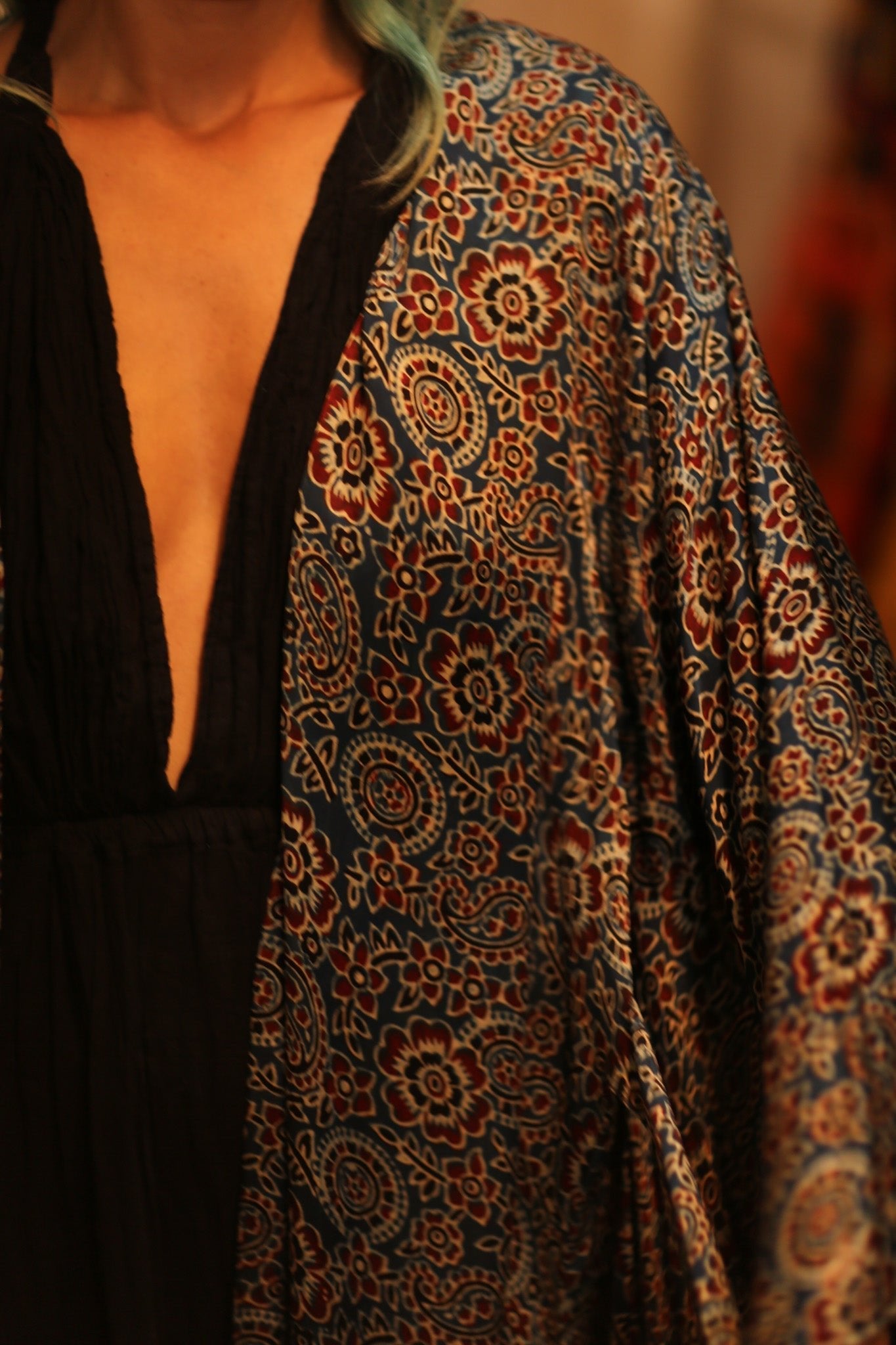 SILK HAND BLOCK PRINT KIMONO PINA BLUE LAGOOON - MOMO STUDIO BERLIN - Berlin Concept Store - sustainable & ethical fashion