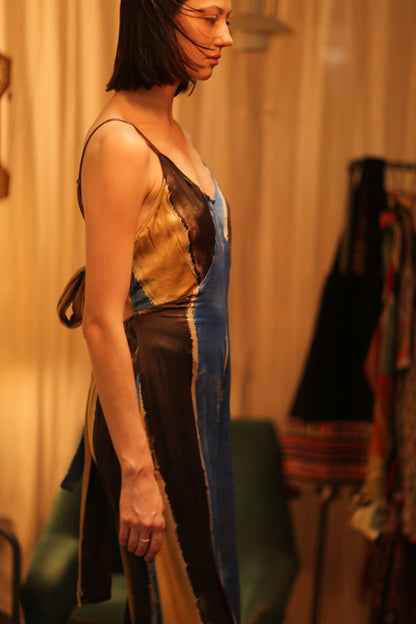 SILK JUMPSUIT NEIS BLUE BROWN STRIPE - MOMO STUDIO BERLIN - Berlin Concept Store - sustainable & ethical fashion