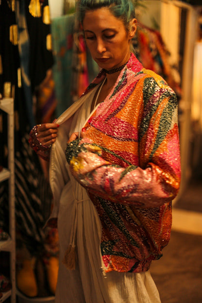 SILK SEQUIN EMBROIDERED BOMBER JACKET BANOU - MOMO STUDIO BERLIN - Berlin Concept Store - sustainable & ethical fashion