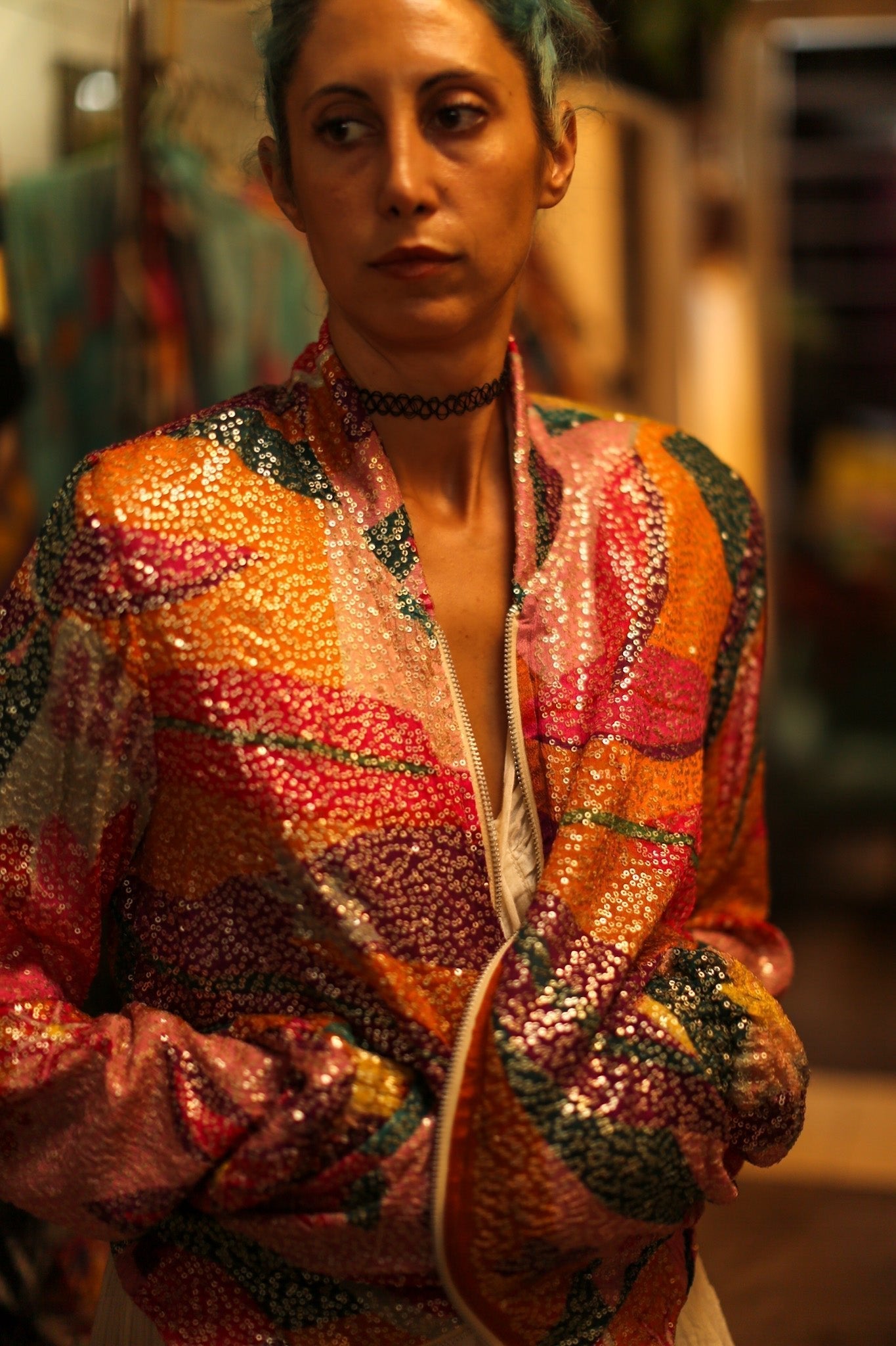 SILK SEQUIN EMBROIDERED BOMBER JACKET BANOU - MOMO STUDIO BERLIN - Berlin Concept Store - sustainable & ethical fashion