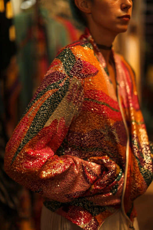 SILK SEQUIN EMBROIDERED BOMBER JACKET BANOU - MOMO STUDIO BERLIN - Berlin Concept Store - sustainable & ethical fashion