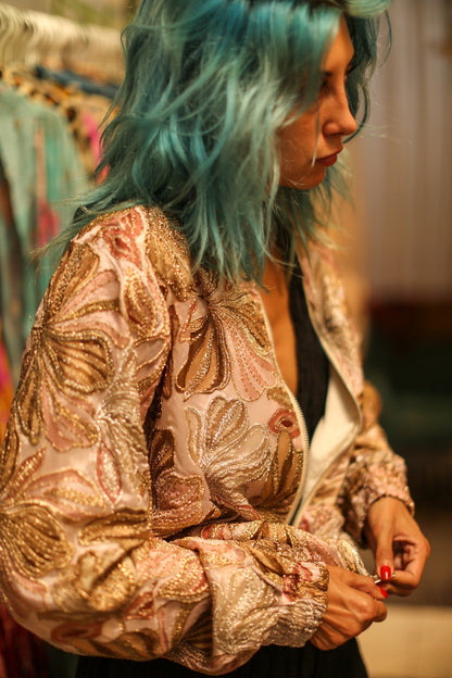 SILK SEQUIN EMBROIDERED BOMBER JACKET JUDE - MOMO STUDIO BERLIN - Berlin Concept Store - sustainable & ethical fashion