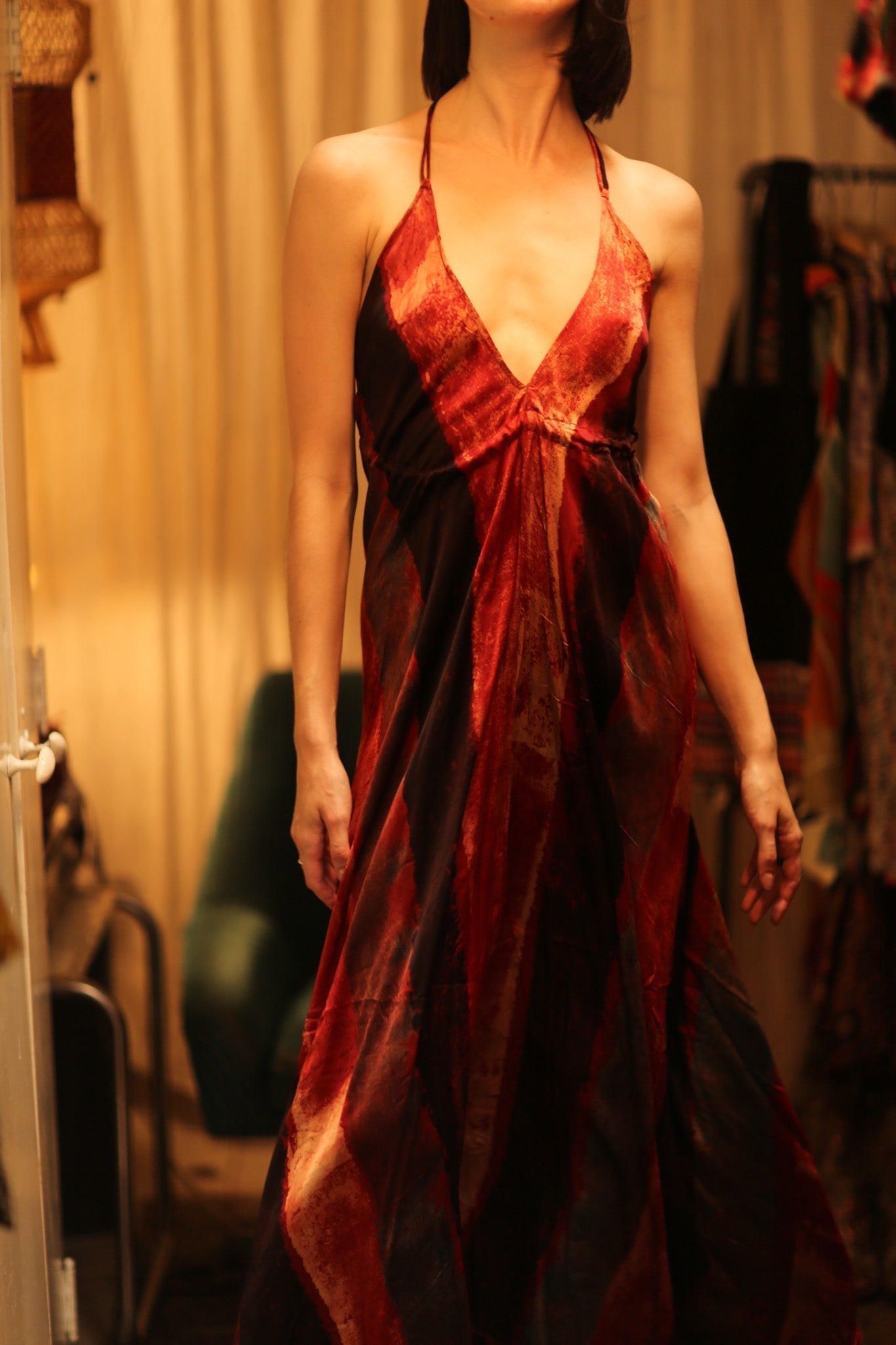 SILK SUMMER STRAP DRESS HANNAH RED STRIPE - MOMO STUDIO BERLIN - Berlin Concept Store - sustainable & ethical fashion