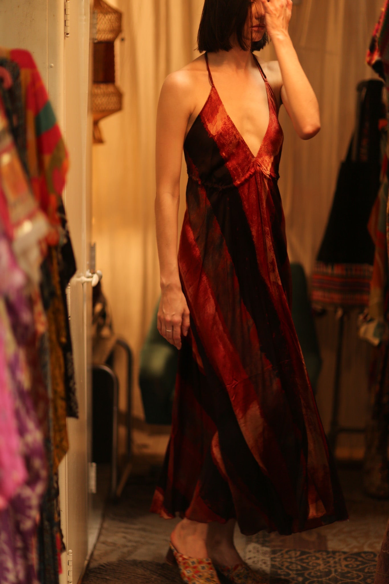 SILK SUMMER STRAP DRESS HANNAH RED STRIPE - MOMO STUDIO BERLIN - Berlin Concept Store - sustainable & ethical fashion