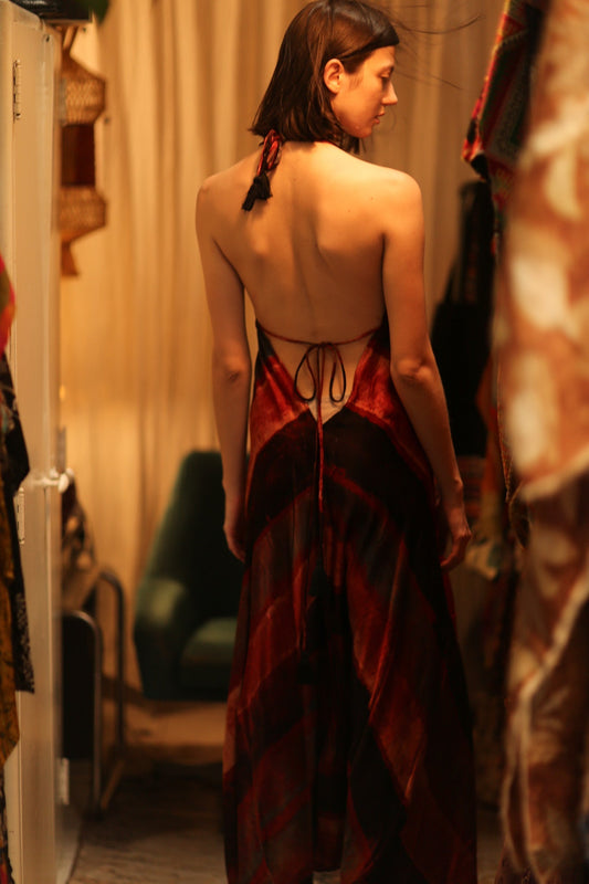 SILK SUMMER STRAP DRESS HANNAH RED STRIPE - MOMO STUDIO BERLIN - Berlin Concept Store - sustainable & ethical fashion