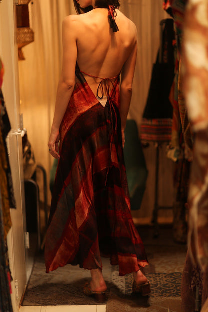 SILK SUMMER STRAP DRESS HANNAH RED STRIPE - MOMO STUDIO BERLIN - Berlin Concept Store - sustainable & ethical fashion