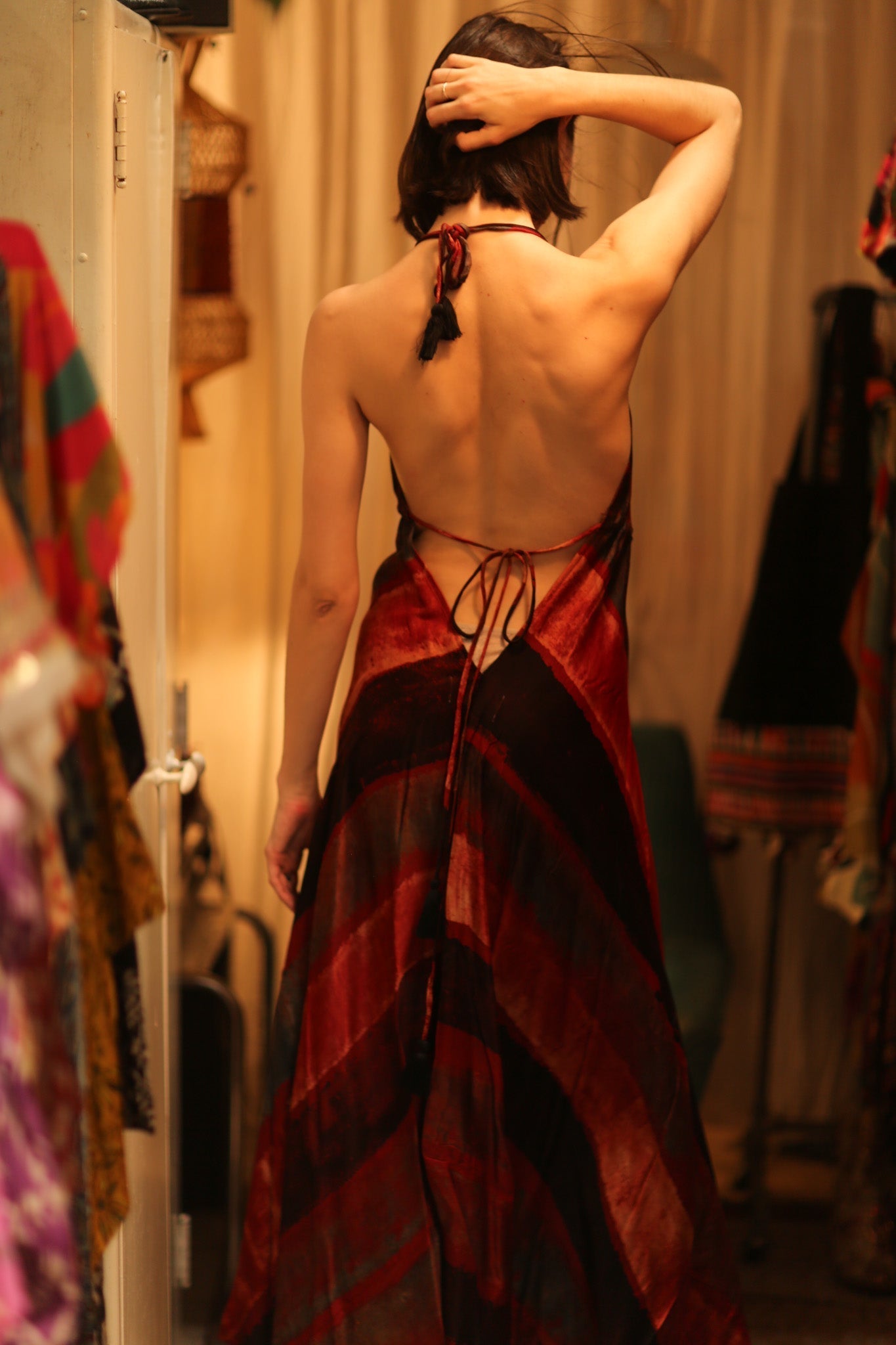 SILK SUMMER STRAP DRESS HANNAH RED STRIPE - MOMO STUDIO BERLIN - Berlin Concept Store - sustainable & ethical fashion