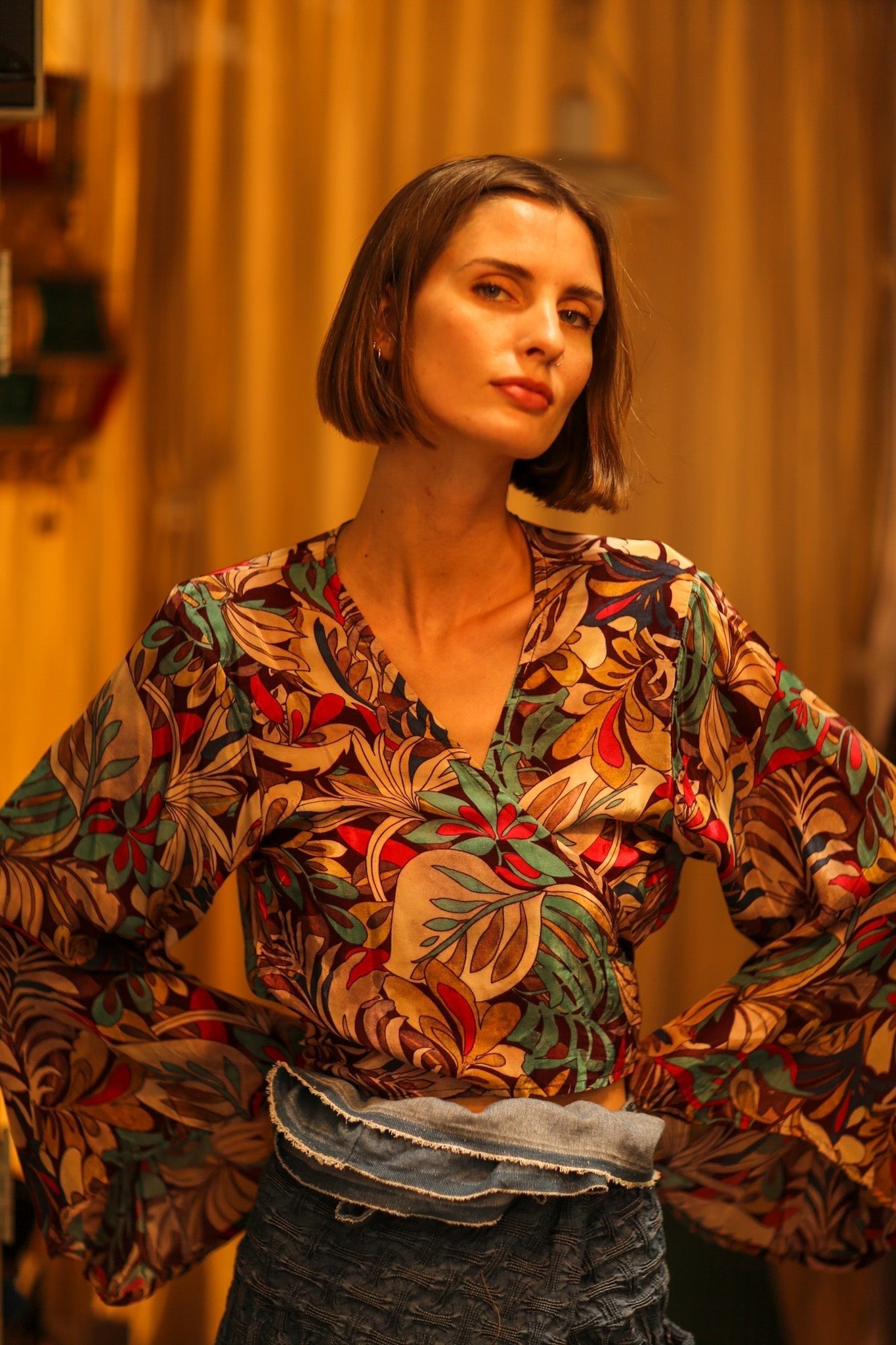 SILK WRAP TOP AURELIA BROWN JUNGLE - MOMO STUDIO BERLIN - Berlin Concept Store - sustainable & ethical fashion