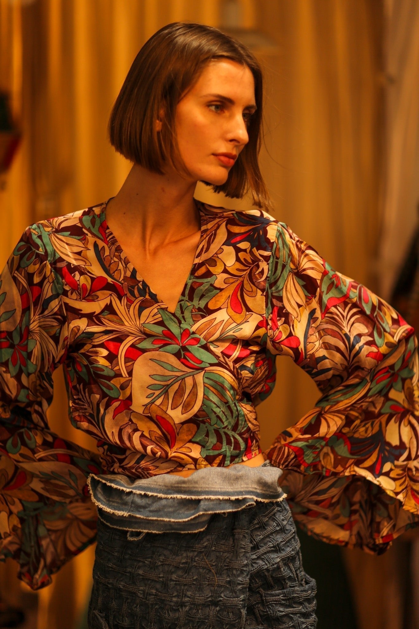 SILK WRAP TOP AURELIA BROWN JUNGLE - MOMO STUDIO BERLIN - Berlin Concept Store - sustainable & ethical fashion