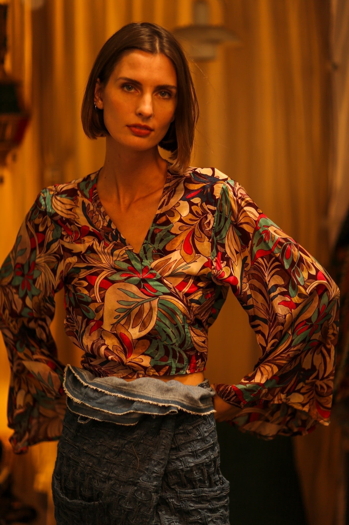 SILK WRAP TOP AURELIA BROWN JUNGLE - MOMO STUDIO BERLIN - Berlin Concept Store - sustainable & ethical fashion
