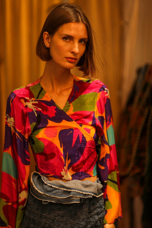 SILK WRAP TOP AURELIA COLORFUL LADY - MOMO STUDIO BERLIN - Berlin Concept Store - sustainable & ethical fashion