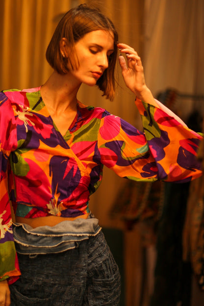 SILK WRAP TOP AURELIA COLORFUL LADY - MOMO STUDIO BERLIN - Berlin Concept Store - sustainable & ethical fashion