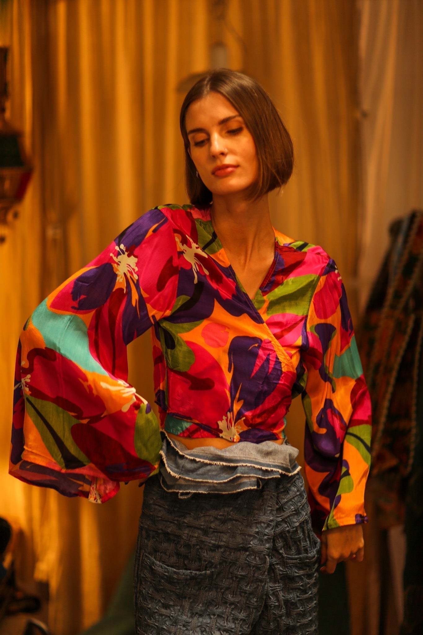 SILK WRAP TOP AURELIA COLORFUL LADY - MOMO STUDIO BERLIN - Berlin Concept Store - sustainable & ethical fashion