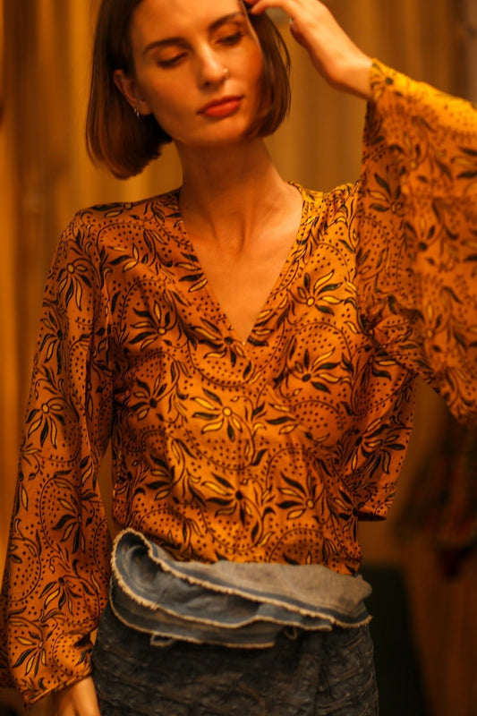 SILK WRAP TOP AURELIA GOLDEN YELLOW - MOMO STUDIO BERLIN - Berlin Concept Store - sustainable & ethical fashion