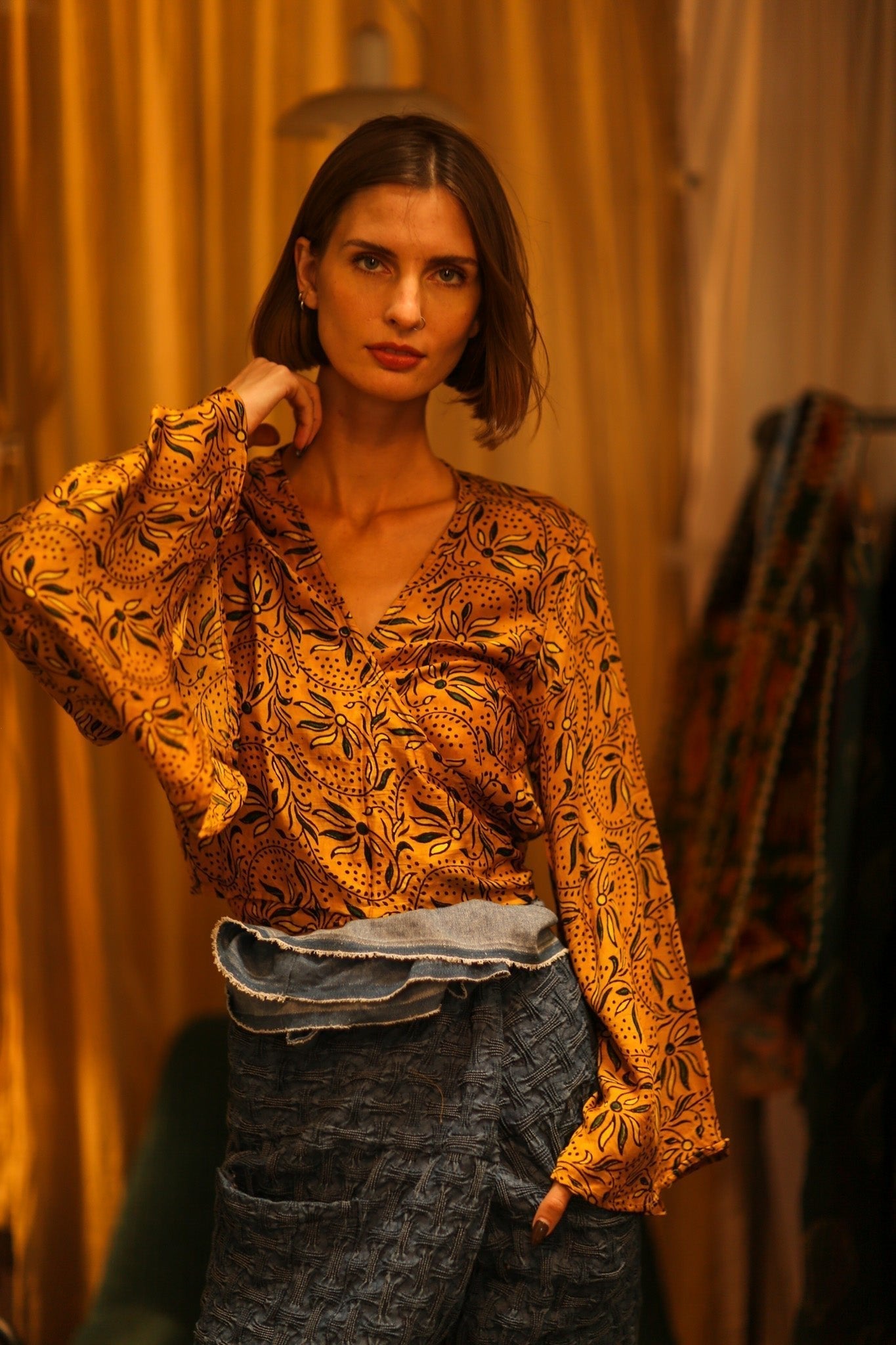 SILK WRAP TOP AURELIA GOLDEN YELLOW - MOMO STUDIO BERLIN - Berlin Concept Store - sustainable & ethical fashion