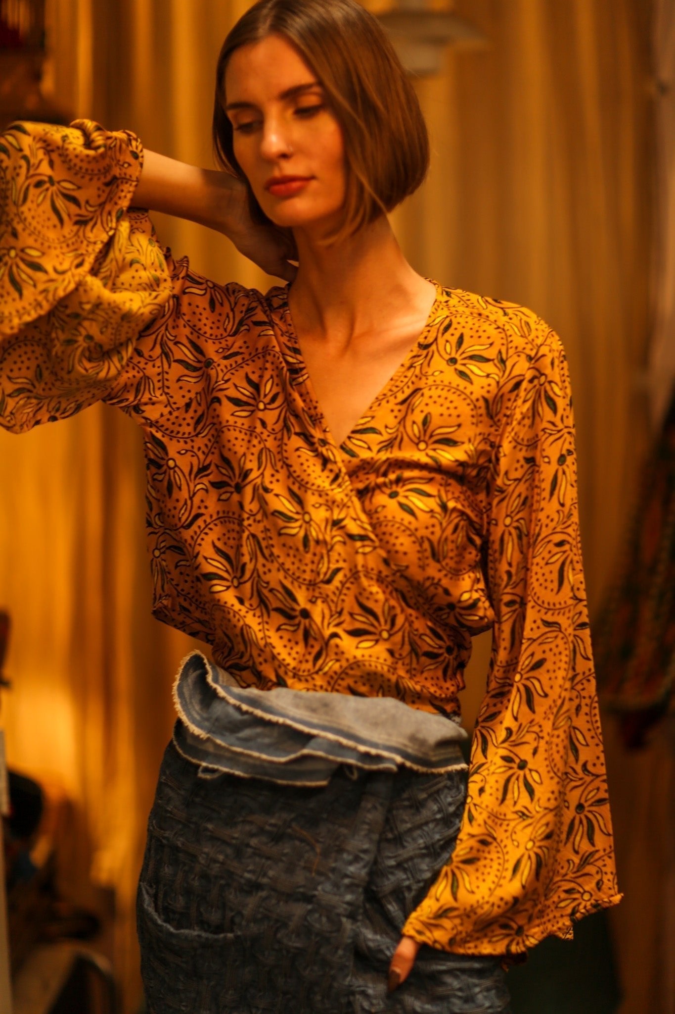 SILK WRAP TOP AURELIA GOLDEN YELLOW - MOMO STUDIO BERLIN - Berlin Concept Store - sustainable & ethical fashion