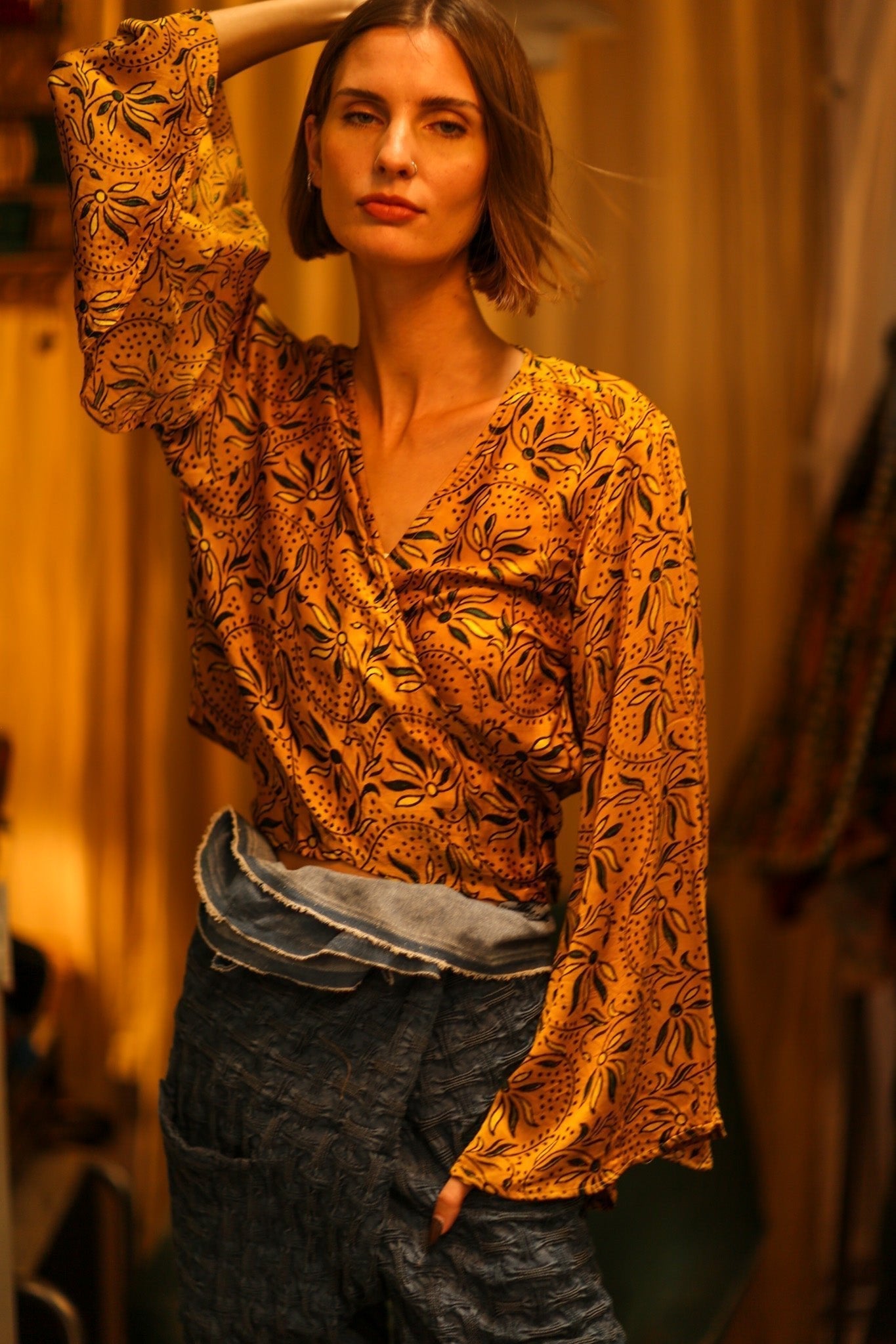 SILK WRAP TOP AURELIA GOLDEN YELLOW - MOMO STUDIO BERLIN - Berlin Concept Store - sustainable & ethical fashion