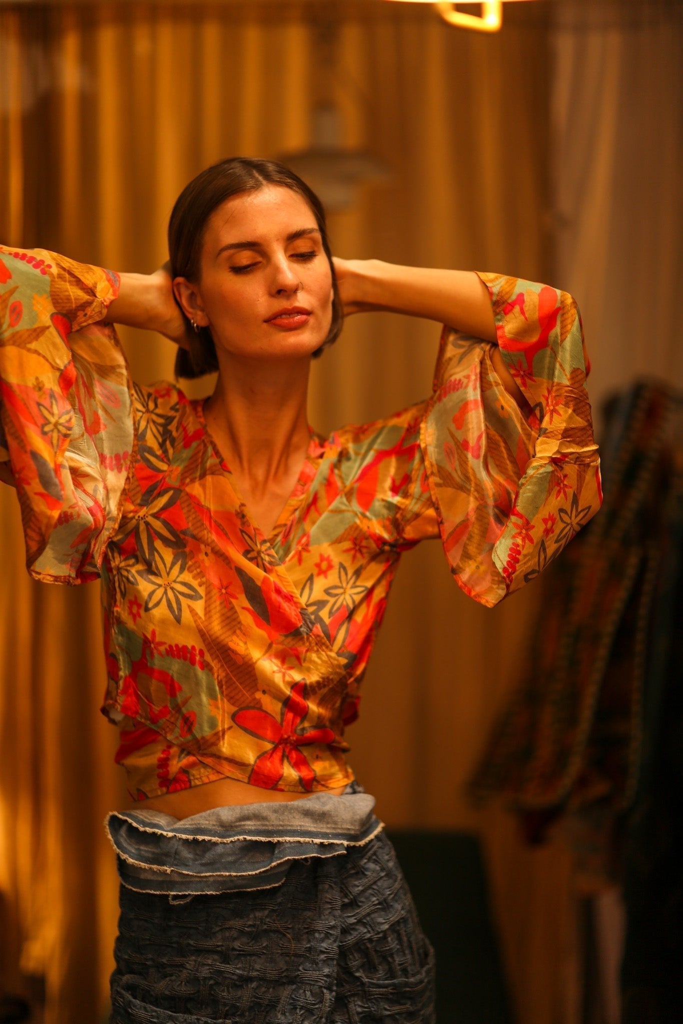 SILK WRAP TOP AURELIA LITTLE FLOWER - MOMO STUDIO BERLIN - Berlin Concept Store - sustainable & ethical fashion