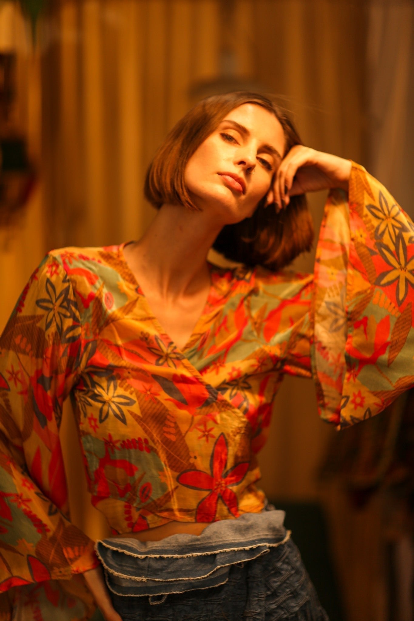 SILK WRAP TOP AURELIA LITTLE FLOWER - MOMO STUDIO BERLIN - Berlin Concept Store - sustainable & ethical fashion