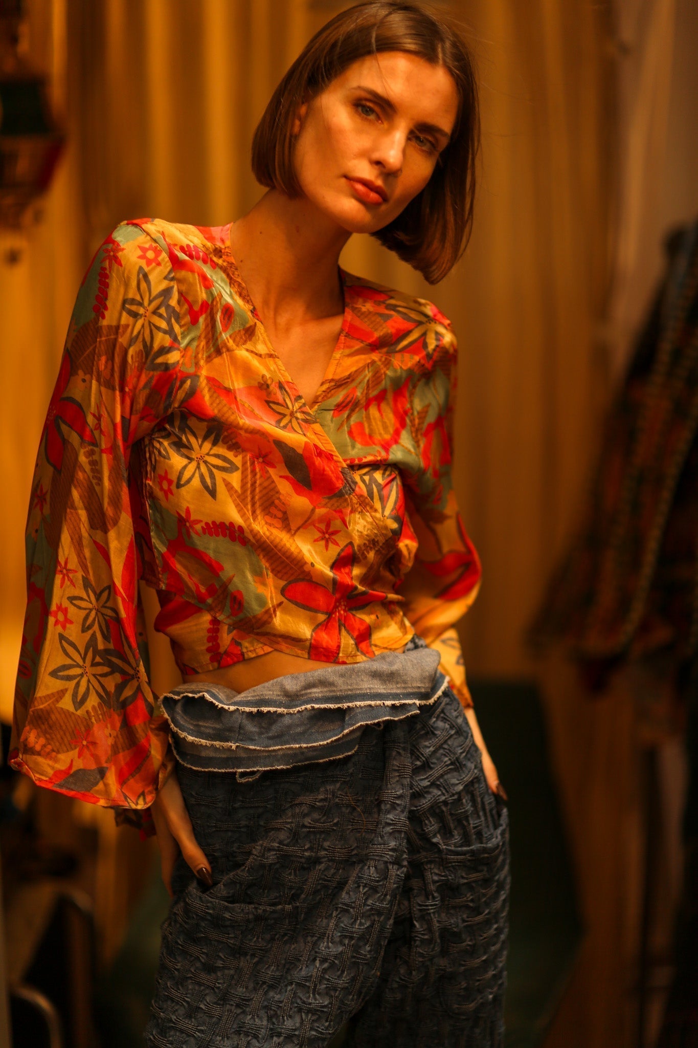 SILK WRAP TOP AURELIA LITTLE FLOWER - MOMO STUDIO BERLIN - Berlin Concept Store - sustainable & ethical fashion